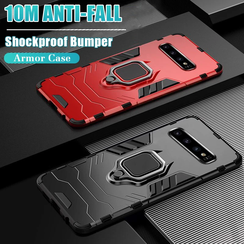 

Luxury Armor Soft Shockproof Case On The For Samsung Galaxy A7 2018 S9 S8 S10 Plus S10e Phone Case Note 9 8 Car Holder Ring Case