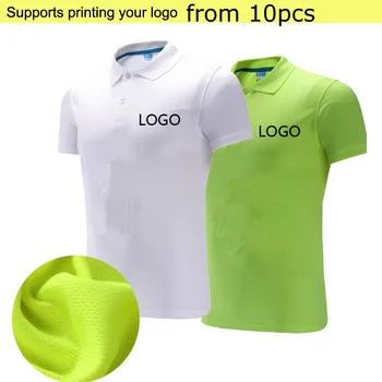 

10pcs A lot dri-fit polo shirts Heat Vinyl Print man Polo Tees Quickly Dry polos Custom Embroidery/Stitch LOGO Unisex Top shirts