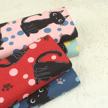 

Half Yard Import Cotton Linen Fabric With Talasite Cat Print, Handmade DIY Patchwork Bag Garment Cloth CR-A408