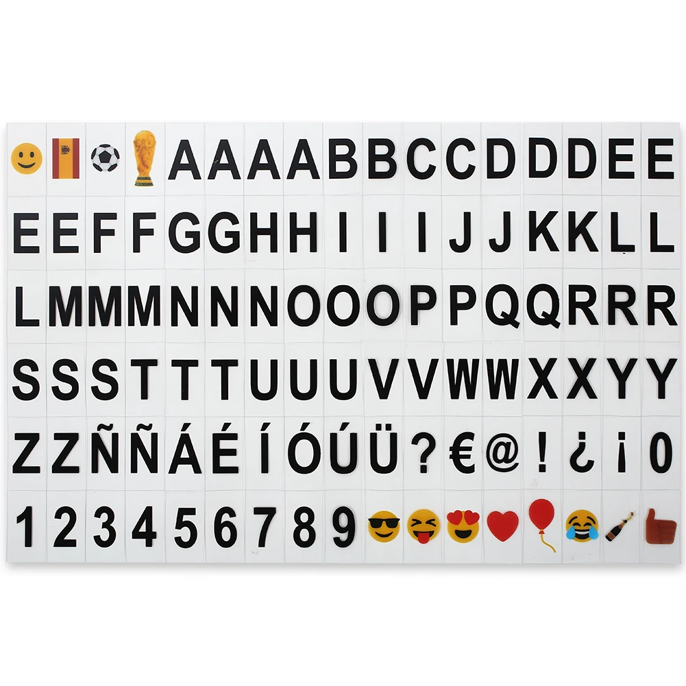 

Cinematic Light Box Letters Gifts Emoji Free Combination Party Letter Cards Colorful 102PCS Cute Spain Alphabet Card Symbols