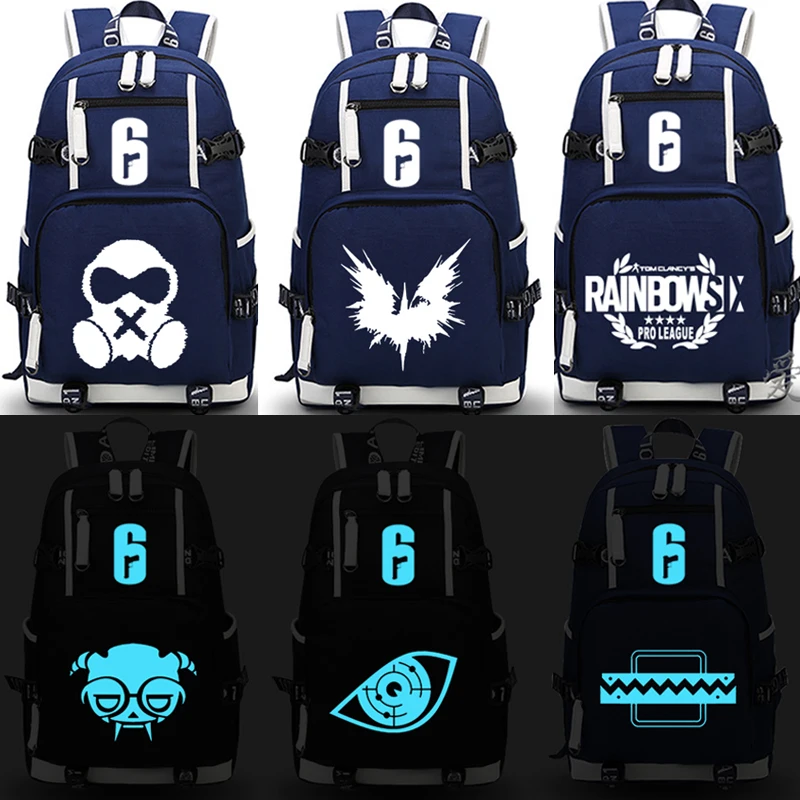 

Anime Rainbow six backpack for teenagers unisex preppy style luminous large capacity backpack