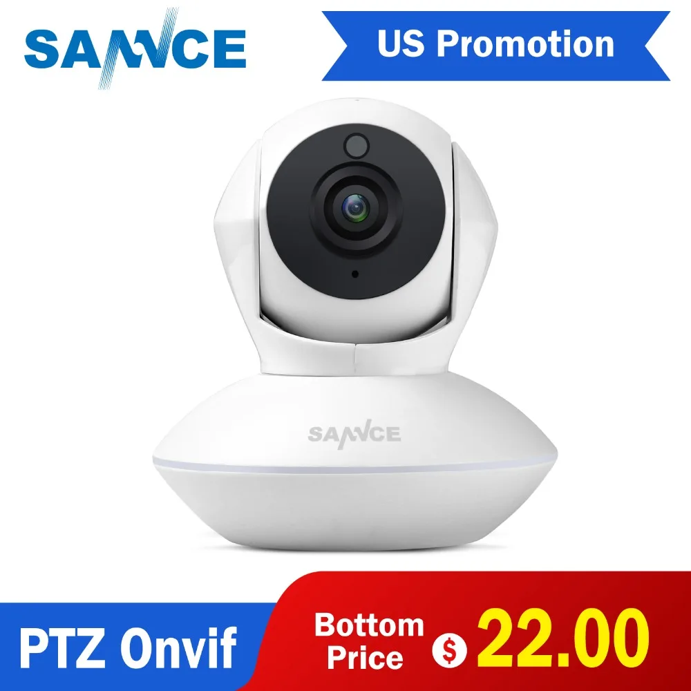 

SANNCE 720P WiFi IP Camera HD 720P ONVIF 2.4 Smart PTZ Pan Tilt Night Vision Indoor Two-way audio IR Video Security Baby Monitor