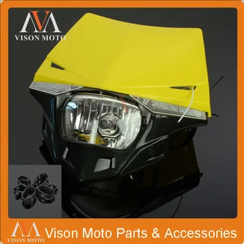 Yellow Universal Headlights Headlamp StreetFighter For Suzuki RM85 RM125 RM250 RMZ250 RMZ450 RMX250 DR250 Motorcycle Dirt Bike