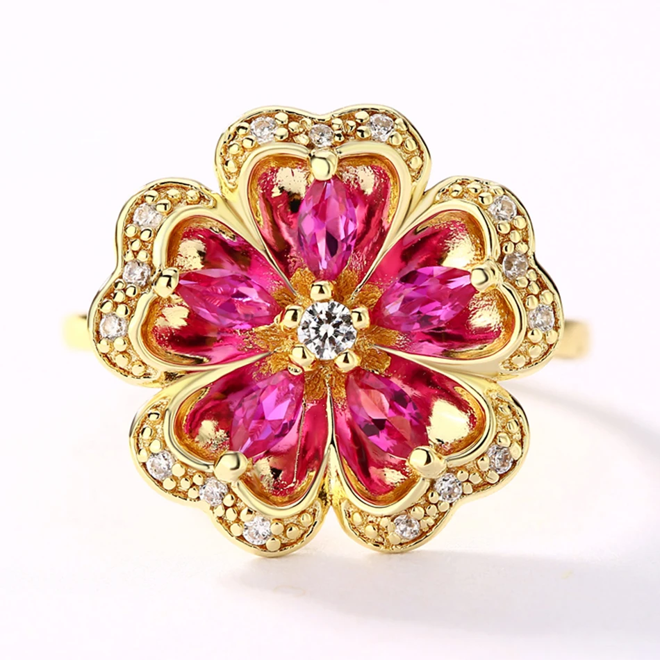 ALLNOEL Ruby Ring Sterling Silver 925 Jewelry Women Party Rings Red Corundum Ring  Gifts Gor Friends On March 8  Jewellery  (4)