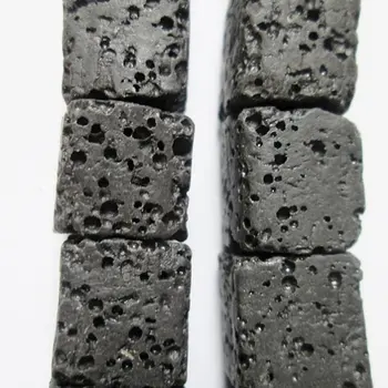 

Black Volcanic Lava - Cube Beads 10 mm x 10 mm - Gemstone Beads - Full Strand 15 1/2", 35 beads, A-Quality