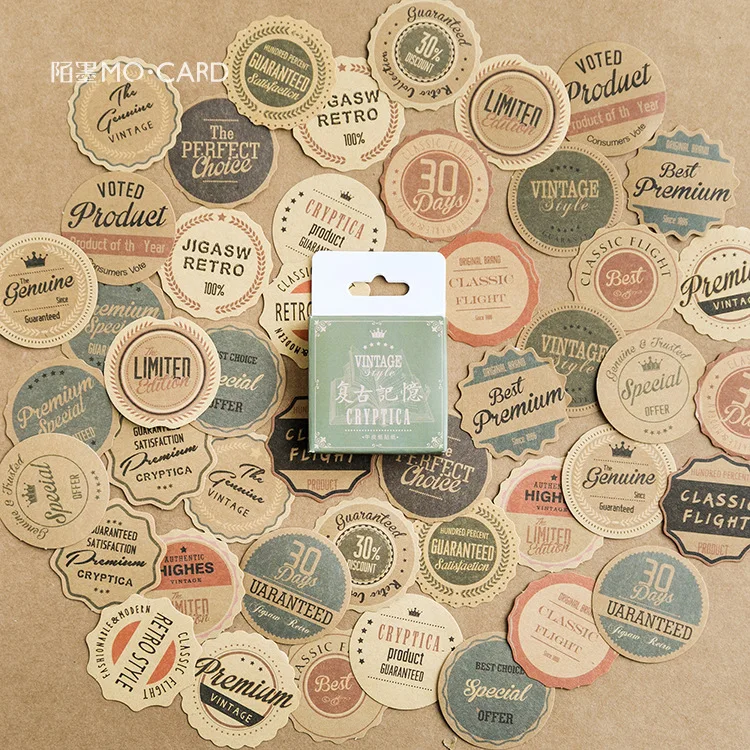 

Retro Brown Paper Memory Stickers Set Decorative Stationery Stickers Scrapbooking DIY Diary Album Stick Lable