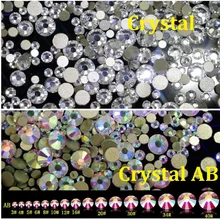 Смешанный ss3-ss30 кристаллов AB и Прозрачный блестящий дизайн не горячей фиксации плоские с оборота Стразы для ногтей 3d украшения для ногтей блестящие драгоценные камни