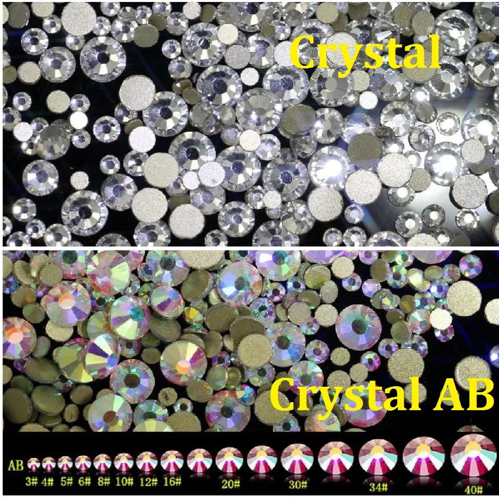 

Mix ss3-ss30 Crystal AB and Clear Shinning Designs Non hotfix Flatback Nail Rhinestones 3d Nail Art Decorations Glitter Gems