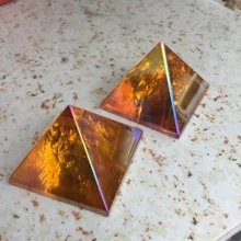 Натуральная Янтарная аура пирамида из кварца оранжевая аура кварцевый кристалл Одиночная точка целебная палочка