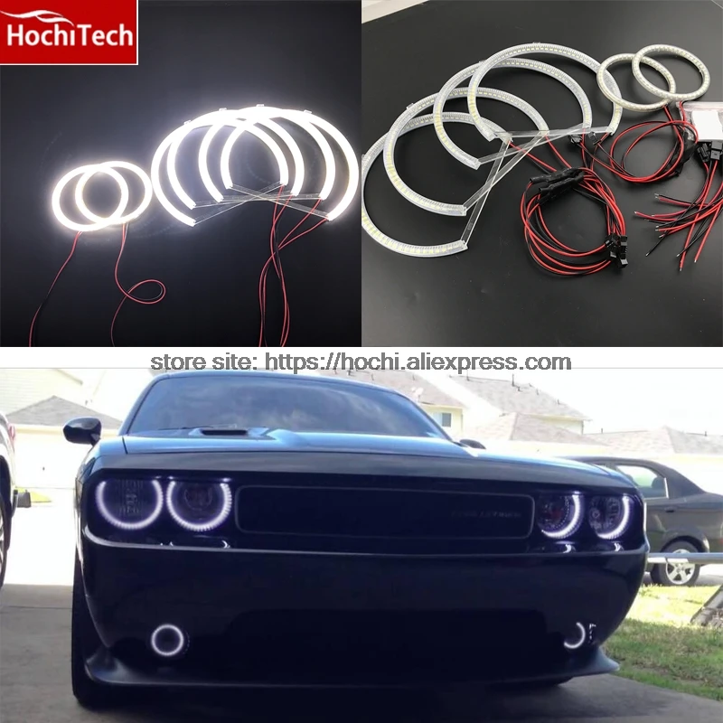 

Excellent SMD 5050 LED white headlight halo angel demon eyes kit for Dodge Challenger 2008 2009 2010 2011 2012 2013 2014