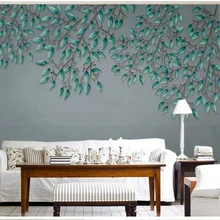Пользовательские 3D тканевые текстильные обои для стен матовый шелк для гостиной ТВ фон фрески европейская живопись маслом листья Топ
