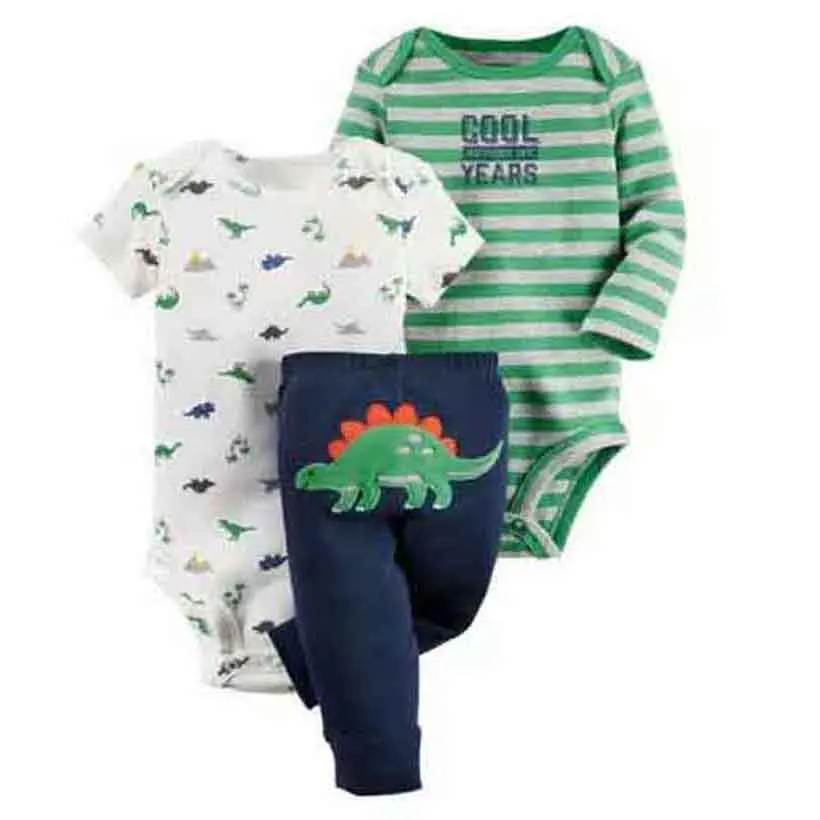 unisex Baby Clothing set,100% Cotton newborn clothes,long sleeve bodysuit+pant cartoon dinosaur,6-24m infant boy girl clothes