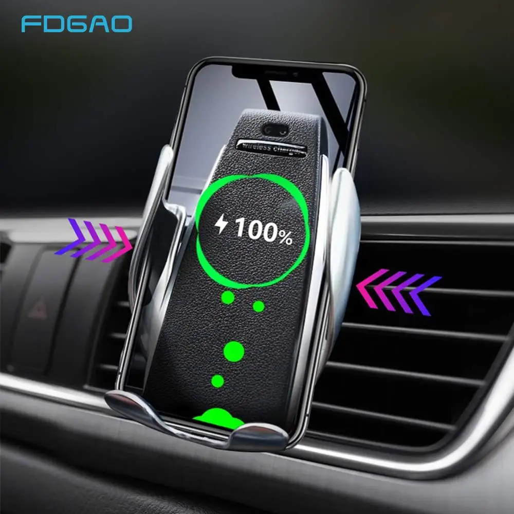 

FDGAO Automatic Clamping Qi Wireless Car Charger Air Vent Mount Holder Phone Stand For iPhone XS XR X 8 Samsung S10 S9 Xiaom mi9