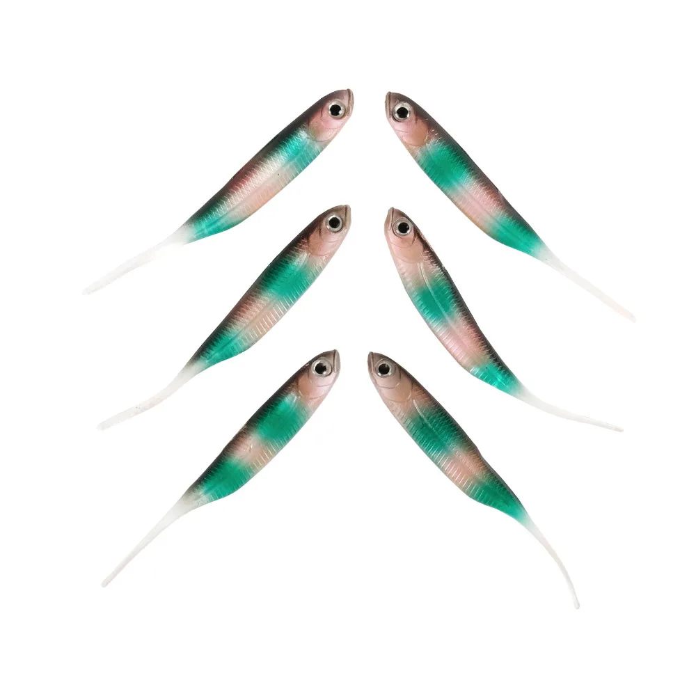 

6pcs SF Soft Lures Fishing Baits Needle tail Aluminum Embedded Trout Shad Bait