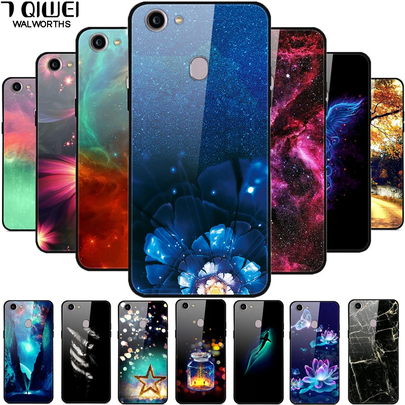 

For OPPO F5 Case OPPOF5 Fashion Glass Hard Back Cover For OPPO F5 Youth Cover Soft TPU for OPPO F5 A73 A73T F 5 Tempered Cool