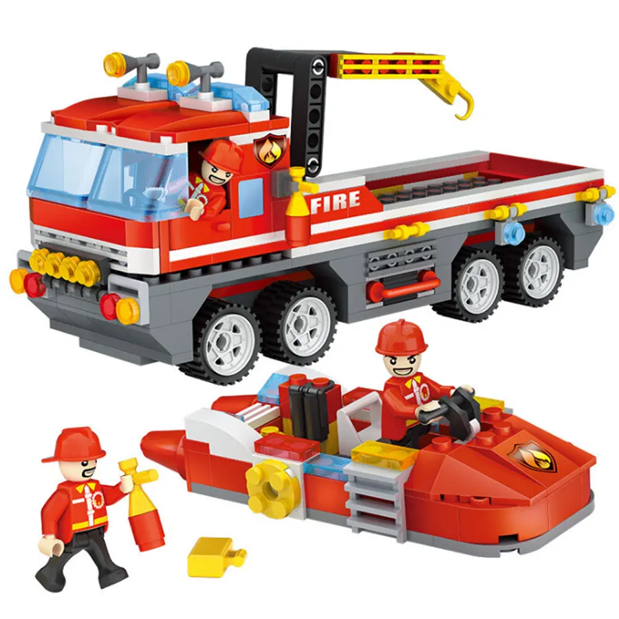 

COGO Fire Series Toy Building Block Fire engine Fireboat fireman Enlightenment building Blocks children's toys Gift