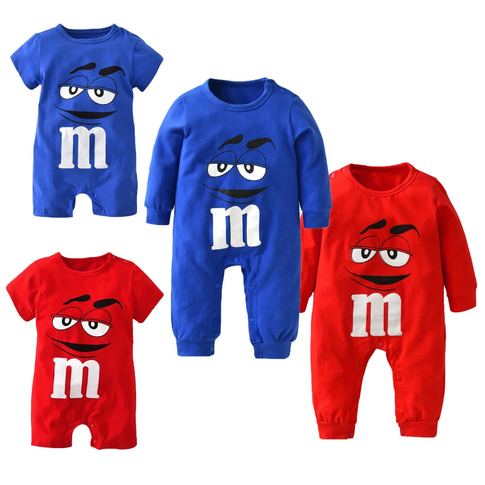 2017 New fashion baby boys girls clothes newborn blue and red Long sleeve Cartoon printing Jumpsuit Infant clothing set