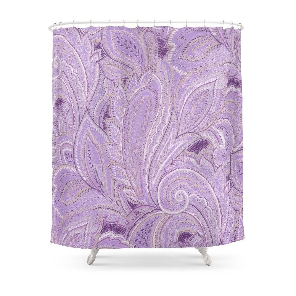 

Paisley Purple Shower CurtainSet Bath Curtain For Bathroom With Non-slip Floor Mat