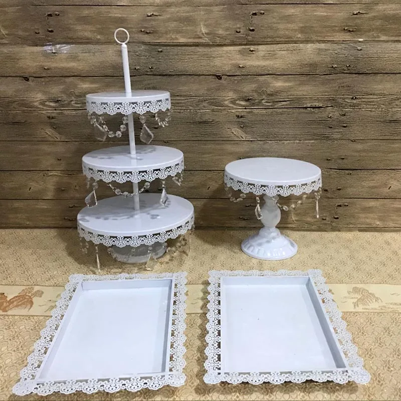 4pcs white Металлический торт Стэн круглый Свадьба День Рождения Вечеринка десерт, капкейк пьедестал десертный поднос - Цвет: 4pcs white