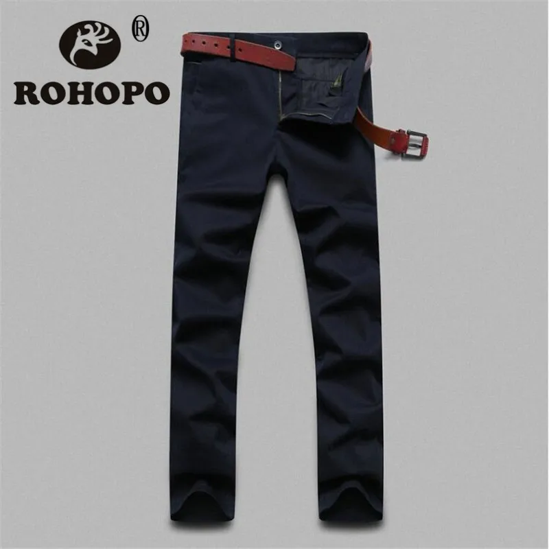 

Top Quality Man's Cotton Pant Solid Spring Casual Mid Waist Dress Trousers Black Blue Khaki Fit Straight Leg Big Size Bottoms