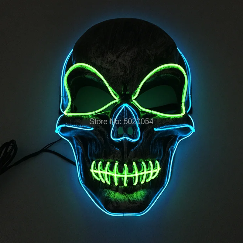 Новое поступление ужас Led Хэллоуин маска EL провода страшная маска для лица светодиодная неоновая маска для вечерние пасхальные карнавальные ночной клуб бар