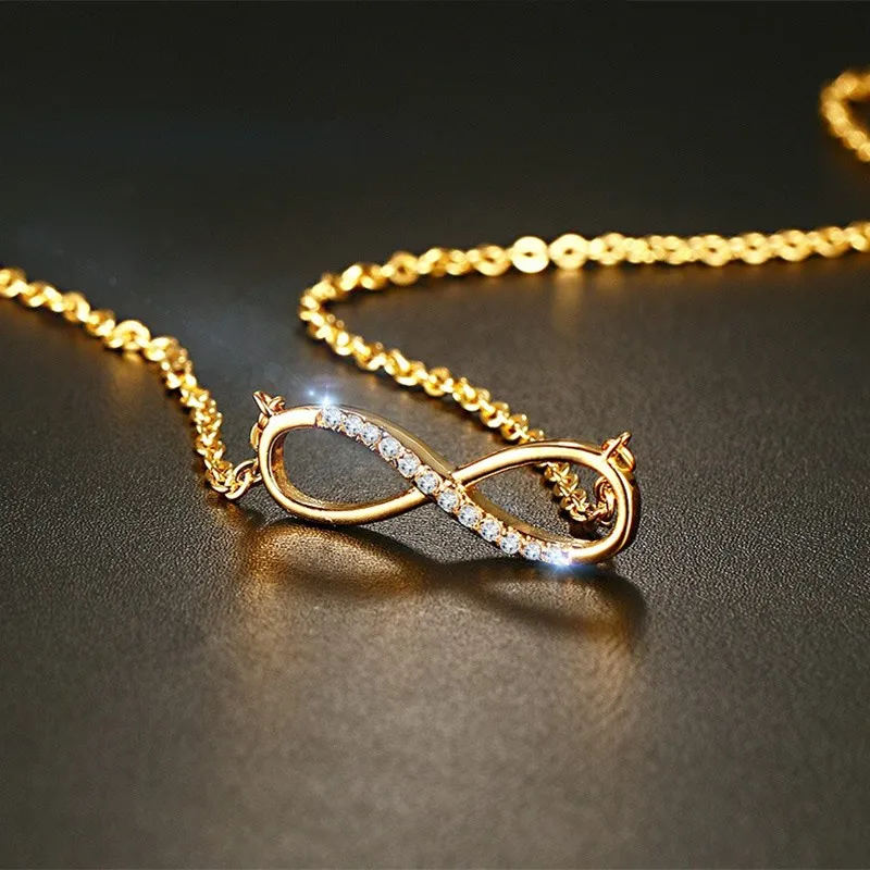 

Meaeguet CZ Infinity Pendant Necklaces For Women Gold-Color Choker Charm Necklace Fashion Jewelry
