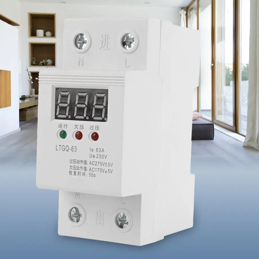 

Automatic Relay Protector 230V AC Reconnect Voltage Protector Undervoltage Relay 2P/63A Digital Voltage Relay