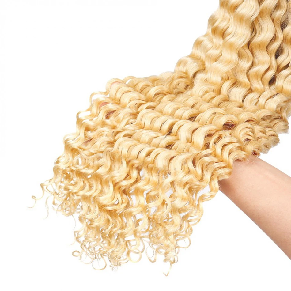 Instaone 613 Блондин 1/3/4 пряди бразильских волос глубокая волна волос Плетение Remy Пряди человеческих волос для наращивания 613 Вьющиеся пряди
