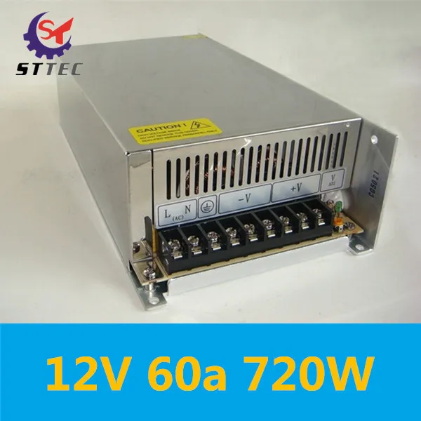 

Free shipping High quality 60A 12V switching power supply control transformer AC 110/220V to DC12V 720W transformer
