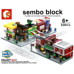 Sembo City Street Cola магазин кофе продуктов Ресторан 3D модель DIY Мини блоки сборный домик игрушка 8 шт. для детей без коробки
