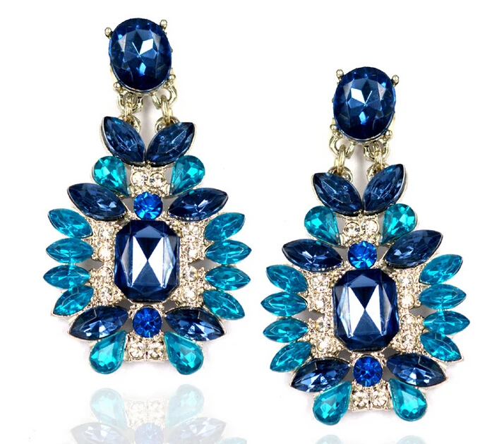 

New SPX5545 jewellery Fashion Charms Round Style Stud Earring Blue Stone Brand earrings for Women Jewelry