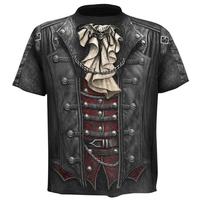 

Men Clothing 2019 Summer New 3d Skull T shirt Men Short sleeve shirt Funny T shirts Rock Punk Anime Gothic Rock T-shirt Male4XL