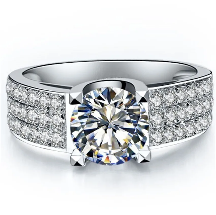 Сертифицированный 1Ct 6.5 мм Тесты положительный moissanites Кольцо Романтический предложение кольцо Настоящее стерлингового серебра 925 пробы белого золота Цвет
