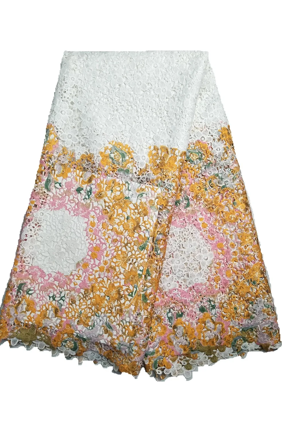 

New Arrival African Cord Lace Fabrics 2019 White Guipure Dentelle Tissu Sewing With 1.6 Yards Sequins Scarf/Headtie KRL-1311