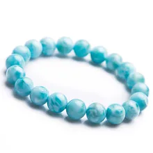 Dominica Genuine Blue Natural Larimar Bracelet Water Pattern Gemstone Crystal Stretch Round Bead Bracelet 10mm AAAAAA Dominica Genuine Blue Natural Larimar Bracelet Water Pattern Gemstone Crystal Stretch Round Bead Bracelet 10mm AAAAAA