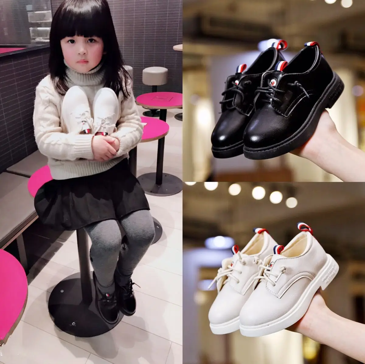 

Girls Black Leather Shoes Child PU Suit Shoes 2019 Spring Autumn Kids Boys School Shoes White Children Sneakers