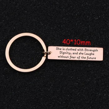 

Engraved She Is Clothed With Strenght Dignity And She Laughs Without Fear Of The Future Keychain Inspire Key Fobs Charm Holder