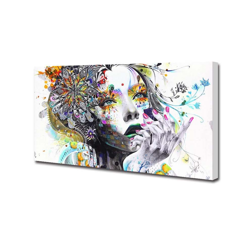 

HDARTISAN Canvas Art Wall Picture Figure Painting Woman With FLowers For Living Room Home Decor No Frame