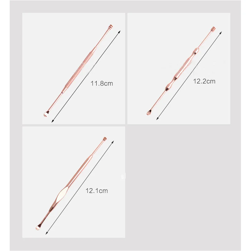 Переносной 3 шт./компл. серьги из нержавеющей стали выбрать двухсторонний инструмент для удаления ушной серы кюретка для удаления ушей очиститель ложка спиральные ушные чистые инструменты