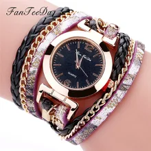 Новые модные женские Многослойные часы-браслет из искусственной кожи, кварцевые наручные часы с намоткой, Прямая поставка