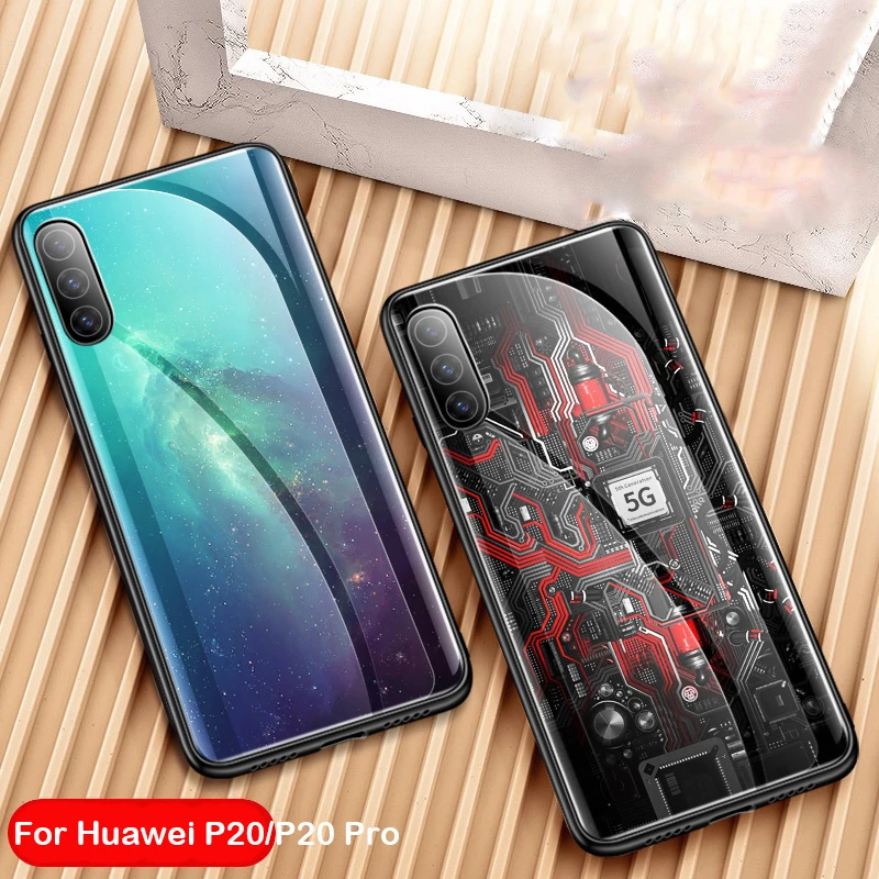 Aixuan Glass Case For Huawei P20 Pro painted Tempered Silicon Protective full Cover Cases p20 pro | Мобильные телефоны и