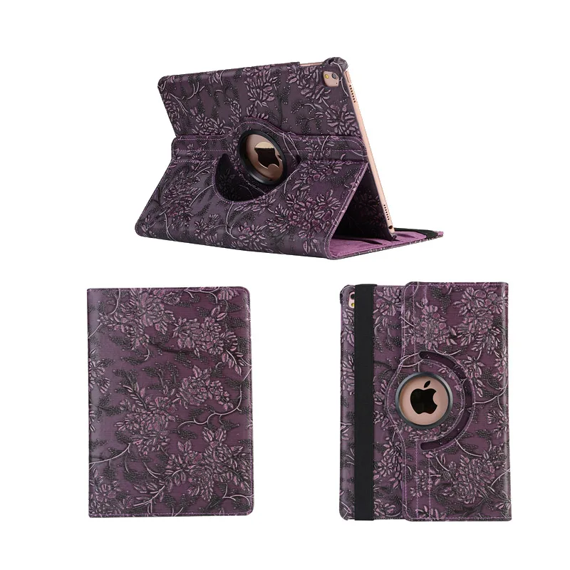 Deep Purple-PTW Кожаный 360 Вращающийся чехол для Apple ipad 9,7 дюймов Air/Air 2 retina чехол ультра тонкий Авто сон для нового ipad крышка - Цвет: Deep Purple-PTW