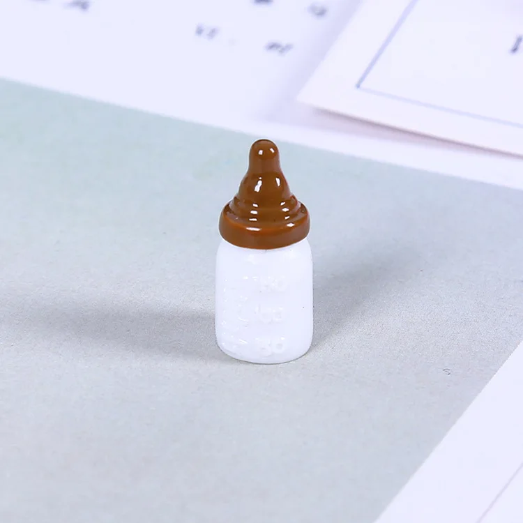 10 шт. Kawaii 3D миниатюрная бутылочка для кормления Смола Кабошон Украшения для скрапбукинга Baby Shower украшения для самодельного изготовления 10*20 мм - Цвет: coffee