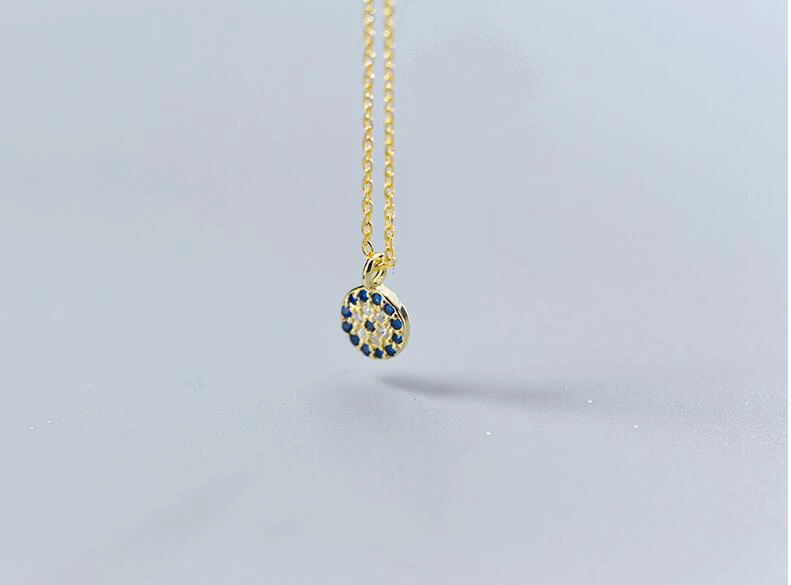 INZATT Трендовое ожерелье-талисман с голубыми глазами из циркона, 925 пробы, серебряное, золотое, для женщин, для вечеринки, модное ожерелье-чокер - Metal Color: gold