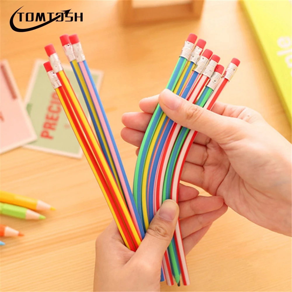 

TOMTOSH 5PCS Korea Cute Stationery Colorful Magic Flexible Soft Pencil with Eraser Student School Office Use