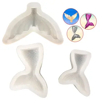 

3 Pcs/set Mirror Fish Tail UV Glue Clay Silicone Mold Mobile Shell Pendant Decoration Necklace Jewelry Epoxy Mould