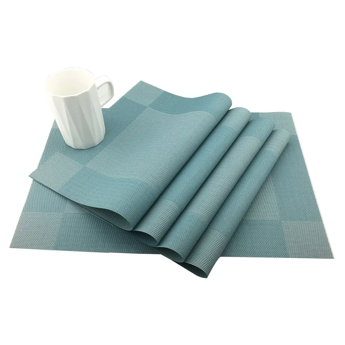 

4pcs/set pvc Blue White Placemat Dining Table Mats set de Table Bowl Pad Napkin Dining Table Tray Mat Coasters Kids Table Set