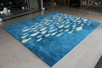 

Wool carpets Whale Children carpet Handmade custom Fish lattice tapis salon