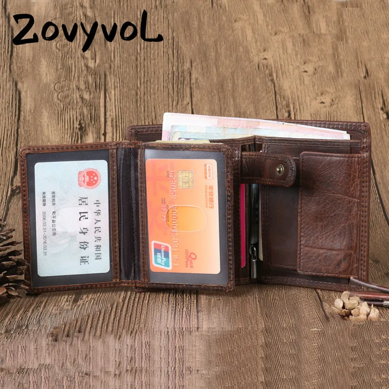 

ZOVYVOL Genuine Leather Business Cards Holders Photo Package Vintage Short Style Vintage Cards Package Credit Card Holder