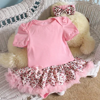 

2PCs per Set Pink Baby Girls Tutu Dress Romper and Headband for 0-12months Free Shipping